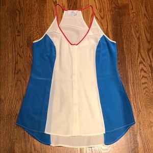 Madison Marcus blue and white silk top